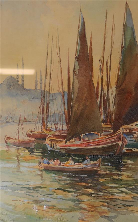 Pavlicovic (20th century), watercolour Golden Horn, signed and inscribed, 40 x 28cm